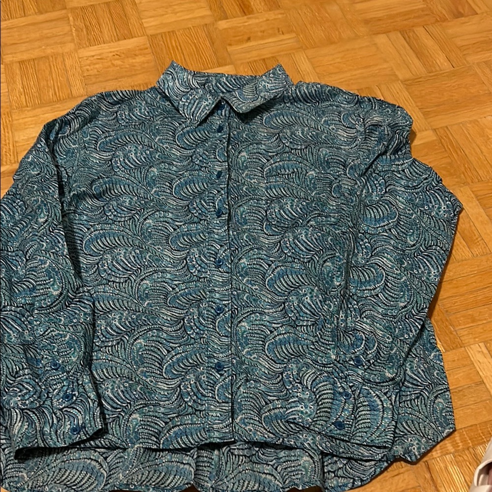 Liberty art fabrics Blue Patterned Button-Up Shirt